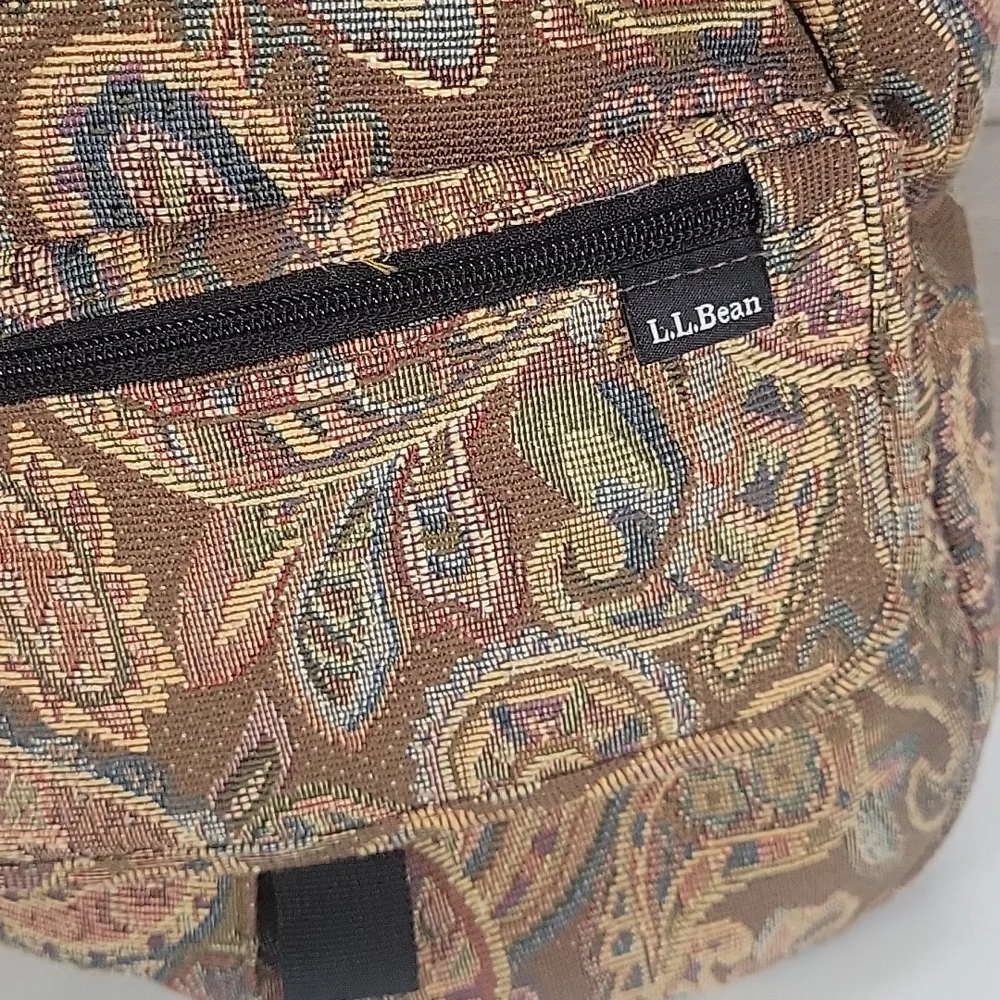 Vintage L.L. Bean Paisley Print Tapestry Sling Backpack Bag